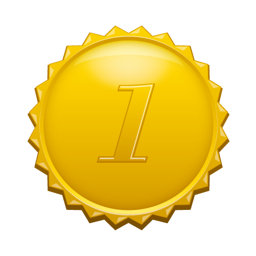 1の数字の入ったギザギザのゴールドカラーメダル(medalbadge).png